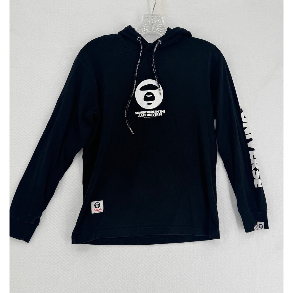 AAPE by A Bathing Ape Somewhere In The AAPE Universe Black Graphic Hoodie Sz S